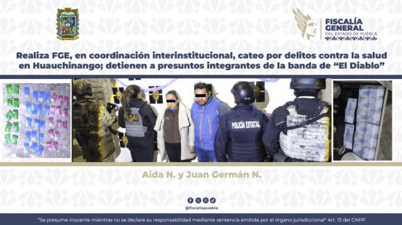 Cateo en Huauchinango: detienen a dos presuntos integrantes de la banda de “El Diablo” por narcomenudeo
