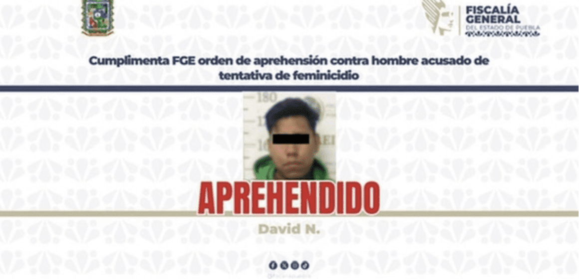 Detienen a David N., como probable responsable del delito de feminicidio en Izúcar de Matamoros