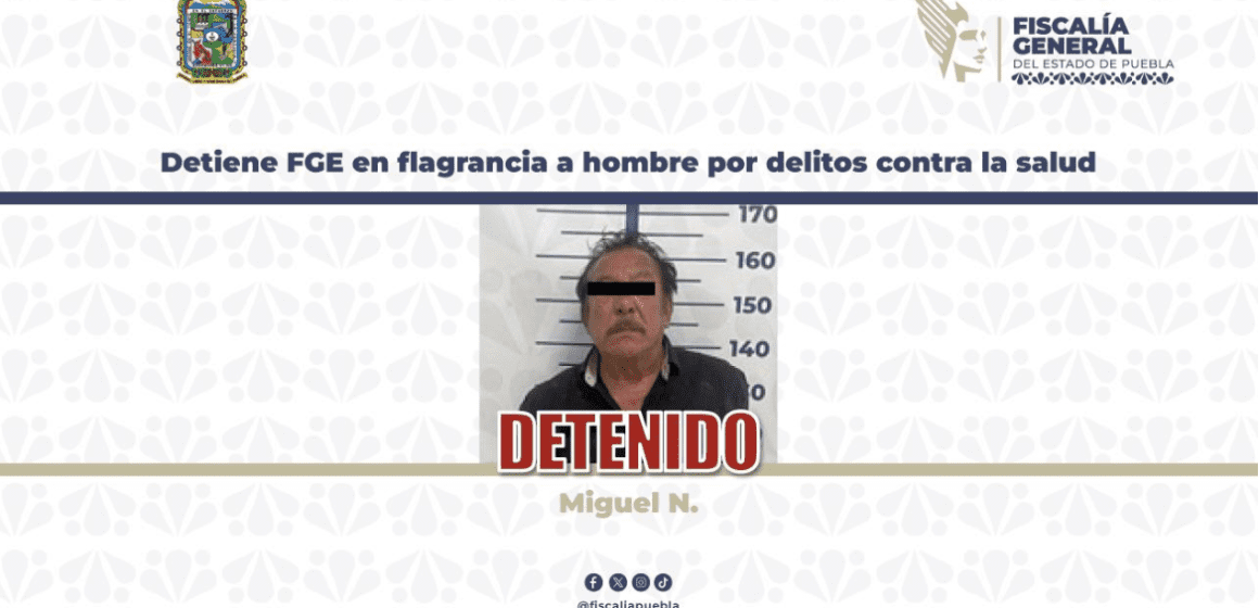 Detiene FGE en flagrancia a hombre por presunto suministro de cristal en Puebla