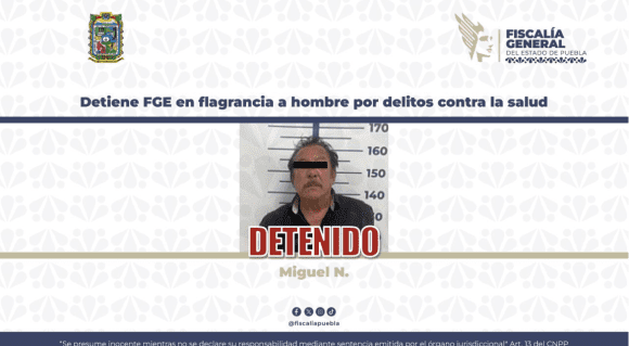 137(1) Detiene FGE en flagrancia a hombre por presunto suministro de cristal en Puebla