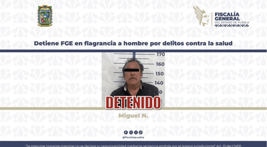 Detiene FGE en flagrancia a hombre por presunto suministro de cristal en Puebla