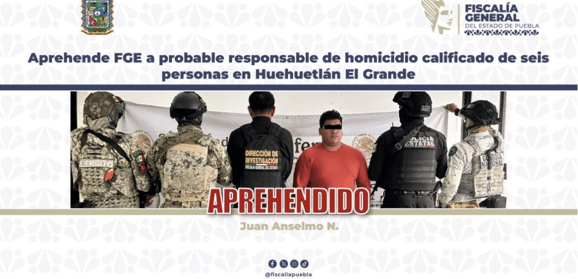 Detienen a presunto responsable de homicidio múltiple en Huehuetlán El Grande
