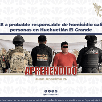 Detienen a presunto responsable de homicidio múltiple en Huehuetlán El Grande