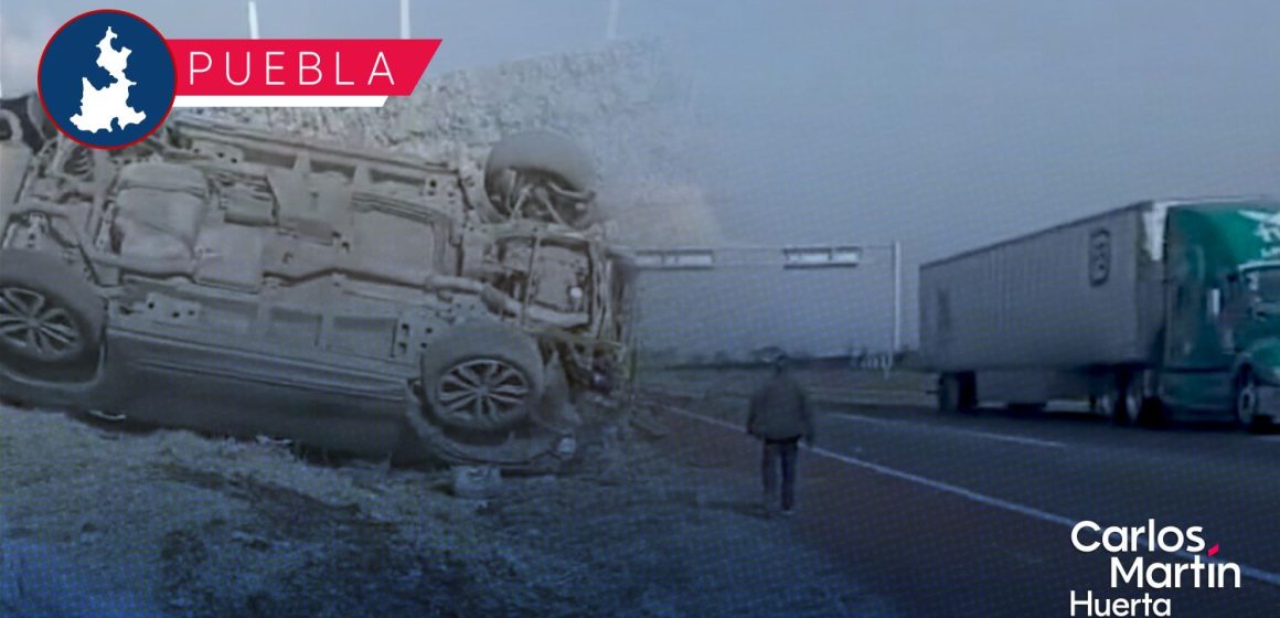 Aparatoso accidente en la autopista México-Puebla: Atropellamiento y volcadura a la altura de San Salvador El Verde