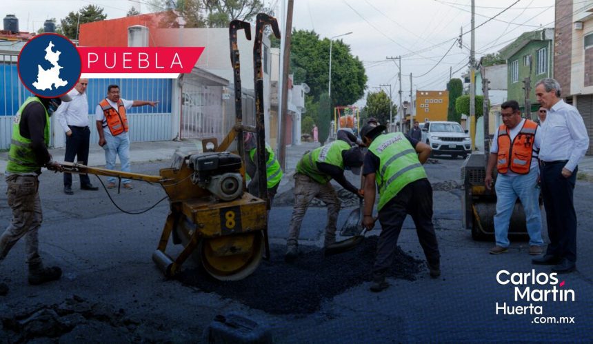 Supervisa Pepe Chedraui programa “Bacheando Puebla” en Jardines de San Manuel