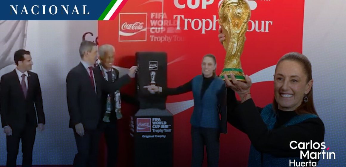 Sheinbaum levanta la Copa del Mundo a 100 días de la inauguración en México