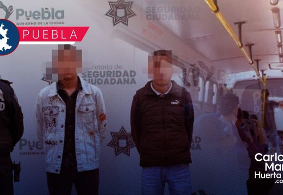Detienen a dos asaltantes de transporte público en la colonia Santa María