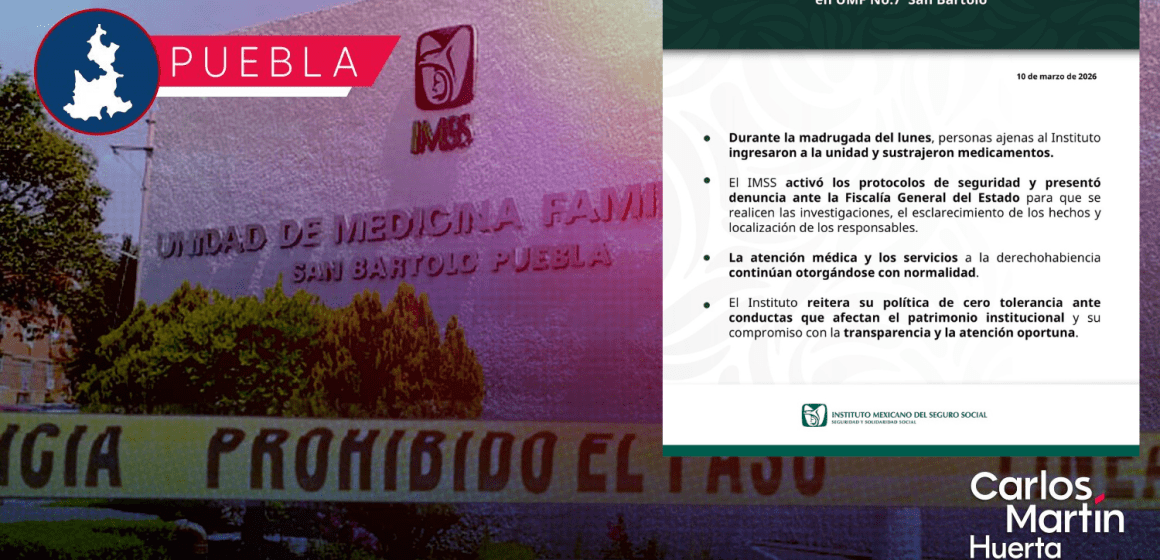 IMSS presenta denuncia tras robo de medicamentos en la clínica de San Bartolo; el servicio se mantiene sin afectaciones