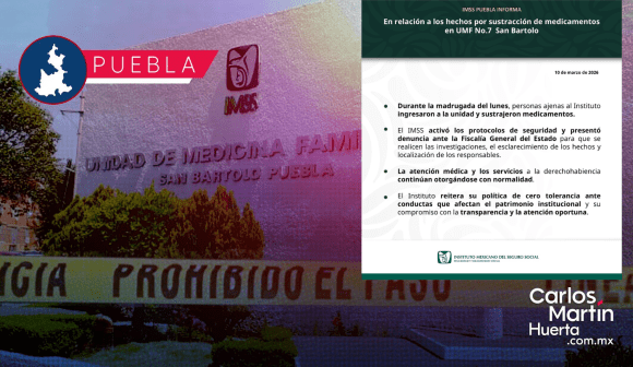 IMSS presenta denuncia tras robo de medicamentos en la clínica de San Bartolo; el servicio se mantiene sin afectaciones