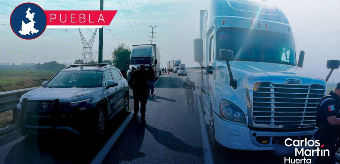 Policía Estatal frustra robo de tractocamión en la México-Puebla tras operativo en Xoxtla
