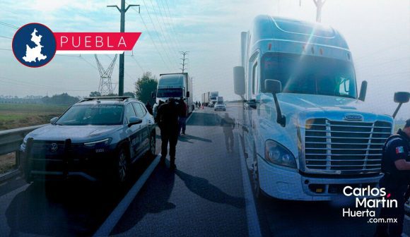 Policía Estatal frustra robo de tractocamión en la México-Puebla tras operativo en Xoxtla