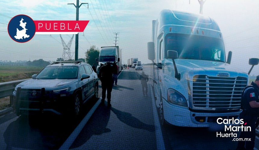 Policía Estatal frustra robo de tractocamión en la México-Puebla tras operativo en Xoxtla