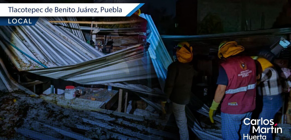 Granizada azota Tlacotepec de Benito Juárez: Colapsa techo de preescolar y daña viviendas