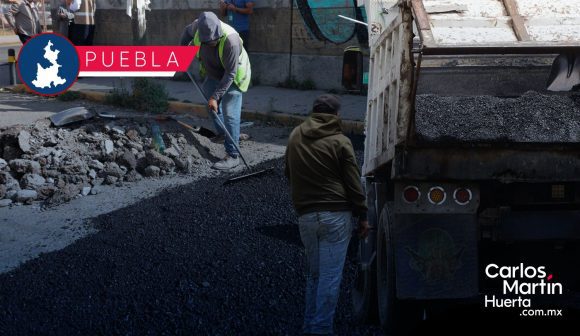 Intensifica el bacheo en Puebla: Supervisan rehabilitación de calles en Guadalupe Hidalgo