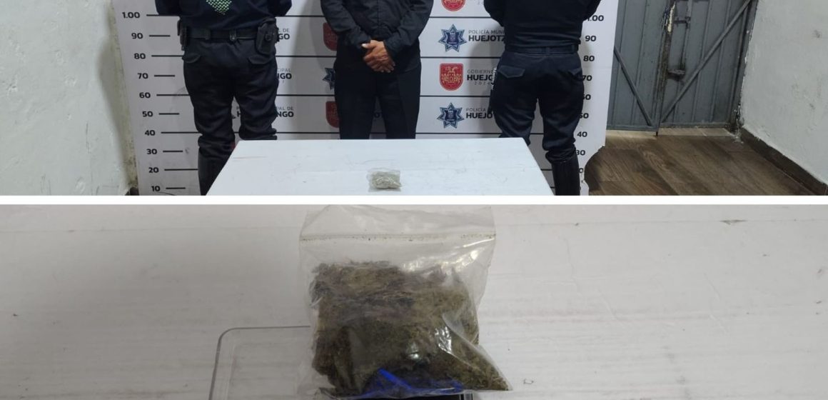 Huejotzingo: Caen cuatro hombres por posesión de droga y violación de sellos oficiales