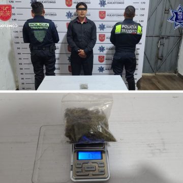 Huejotzingo: Caen cuatro hombres por posesión de droga y violación de sellos oficiales