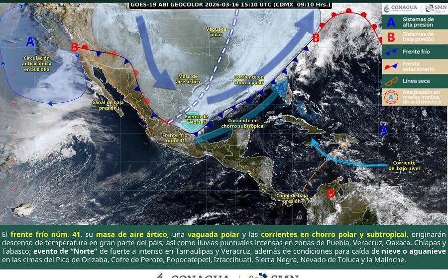 El Gobierno de la Ciudad de Puebla emite aviso por lluvias y descenso de temperatura por el Frente Frío 41