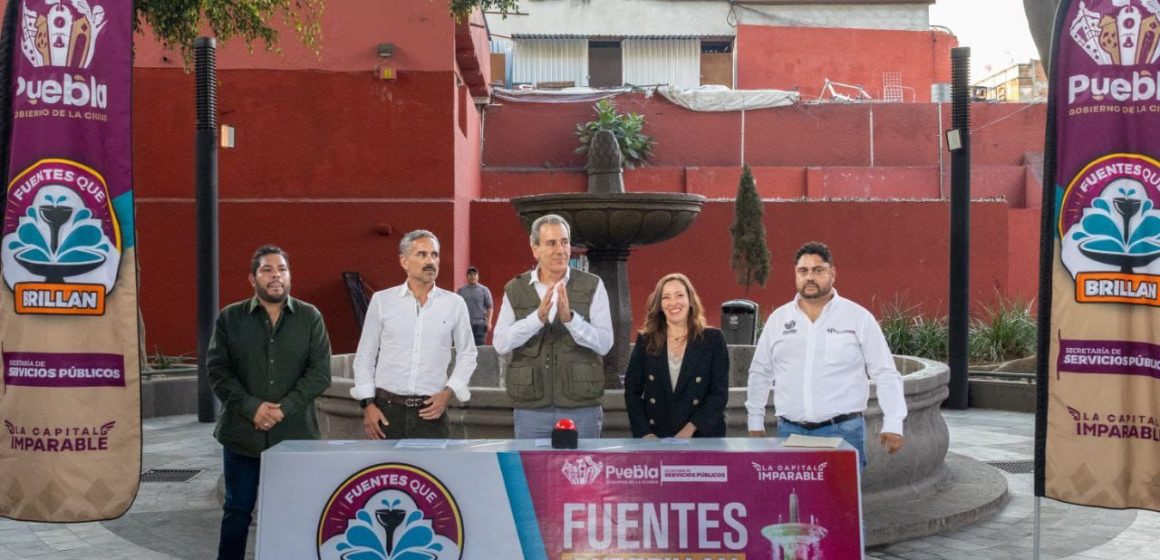 Rehabilitan fuente del Parque Gutiérrez de Cetina en Puebla