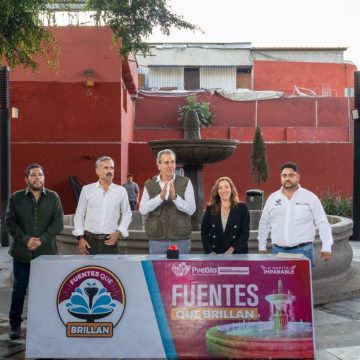 Rehabilitan fuente del Parque Gutiérrez de Cetina en Puebla
