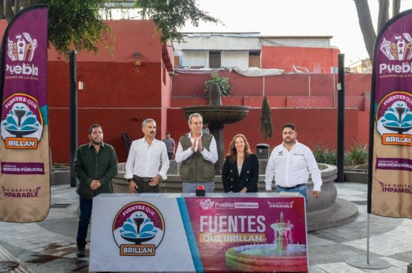 Rehabilitan fuente del Parque Gutiérrez de Cetina en Puebla