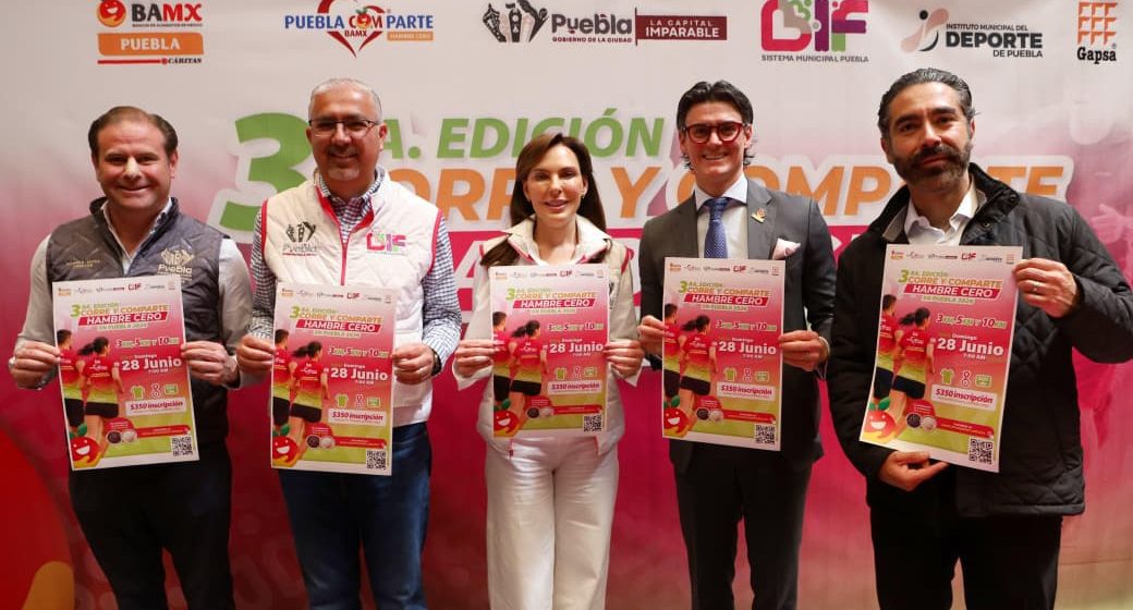 Presentan carrera “Corre y Comparte: Hambre Cero 2026” en Puebla para combatir el rezago alimentario