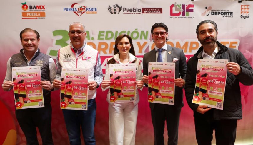 Presentan carrera “Corre y Comparte: Hambre Cero 2026” en Puebla para combatir el rezago alimentario