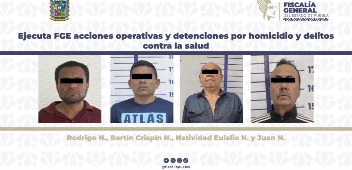 FGE Puebla detiene a presuntos homicidas y narcomenudistas