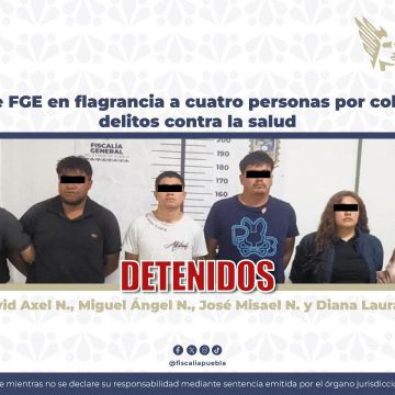 Detiene FGE en flagrancia a cuatro personas por cohecho y delitos contra la salud