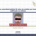 Sentencian a 50 años de prisión a responsable de homicidio calificado en Atlixco
