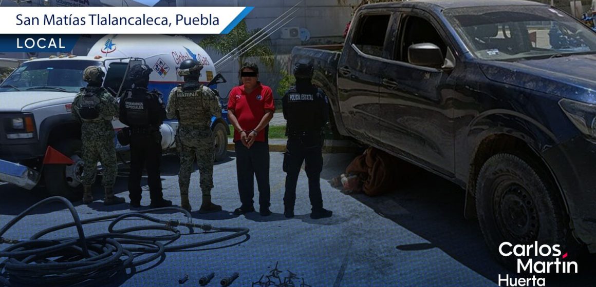 Detienen a hombre con 4 mil 600 litros de gas LP ilícito en San Francisco Tláloc
