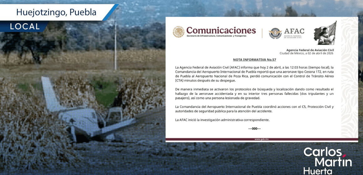 AFAC investiga caída de avioneta Cessna 172 que dejó cuatro muertos