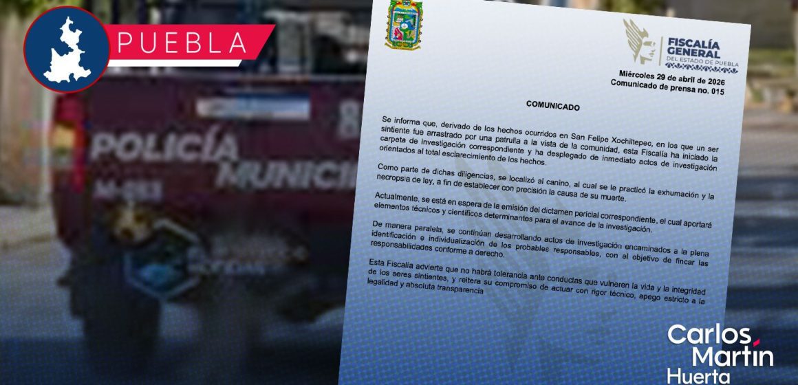 Fiscalía investigan a policías de San Felipe Xochiltepec por arrastrar a perro con una patrulla