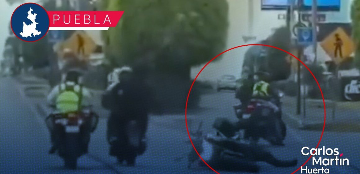 Motociclista tira a agente de tránsito para evitar detención en Vía Atlixcáyotl