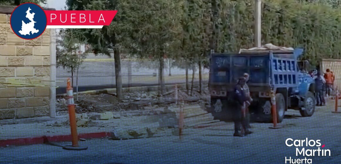 Daños por tormenta en Puebla: Colapsa barda de la Universidad Anáhuac; ya se trabaja en su reparación