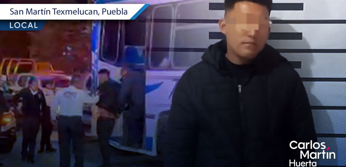 Detienen a sujeto por intento de asalto a transporte público en el centro de Texmelucan