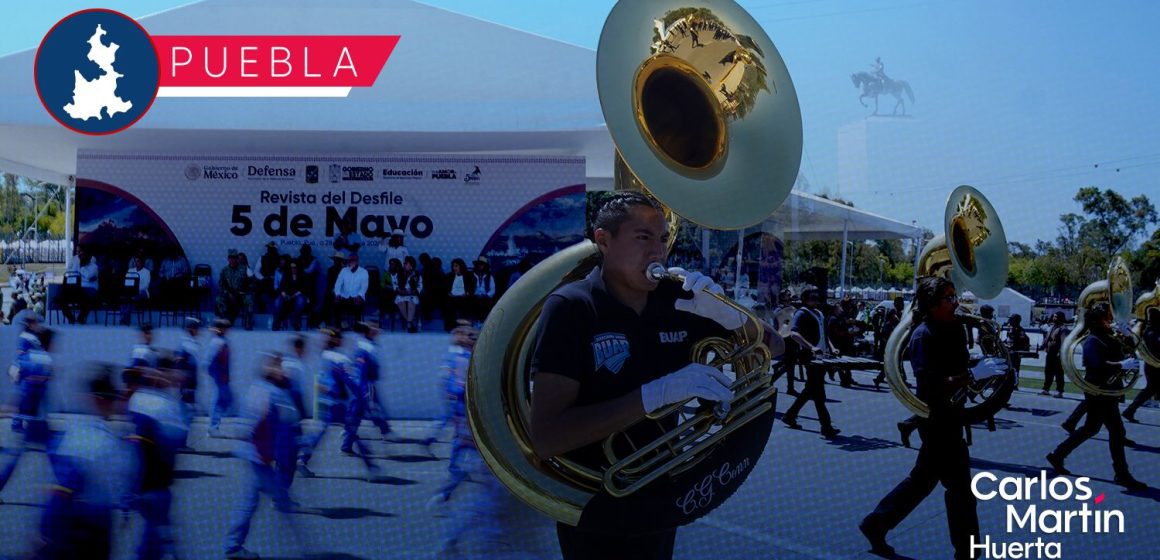 Realizan revista de instituciones educativas rumbo al Desfile del 5 de Mayo