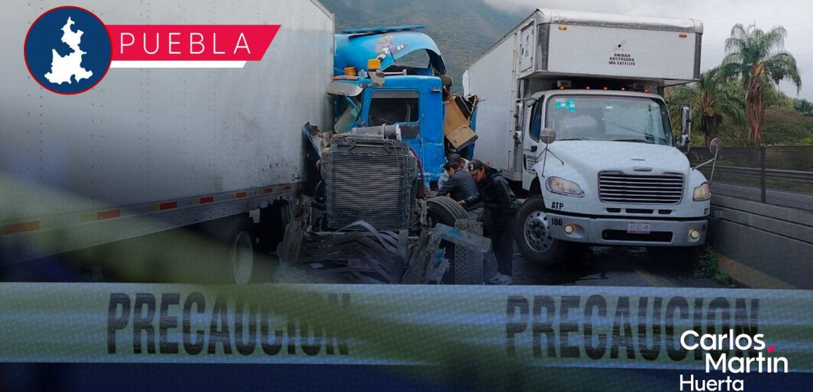 Cerrada la autopista Puebla-Orizaba: Tráilers protagonizan fuerte accidente