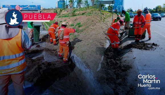 Operativo de limpieza en Vía Atlixcáyotl; intensifican acciones preventivas ante la temporada de lluvias