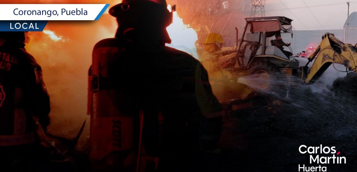Incendio en predio desata el pánico en Coronango; era un tiradero de desechos industriales