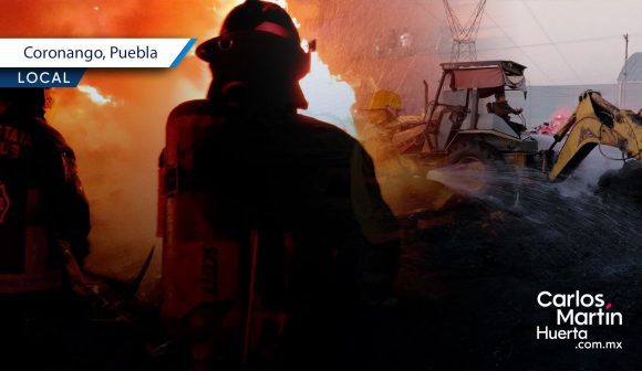 Incendio en predio desata el pánico en Coronango; era un tiradero de desechos industriales
