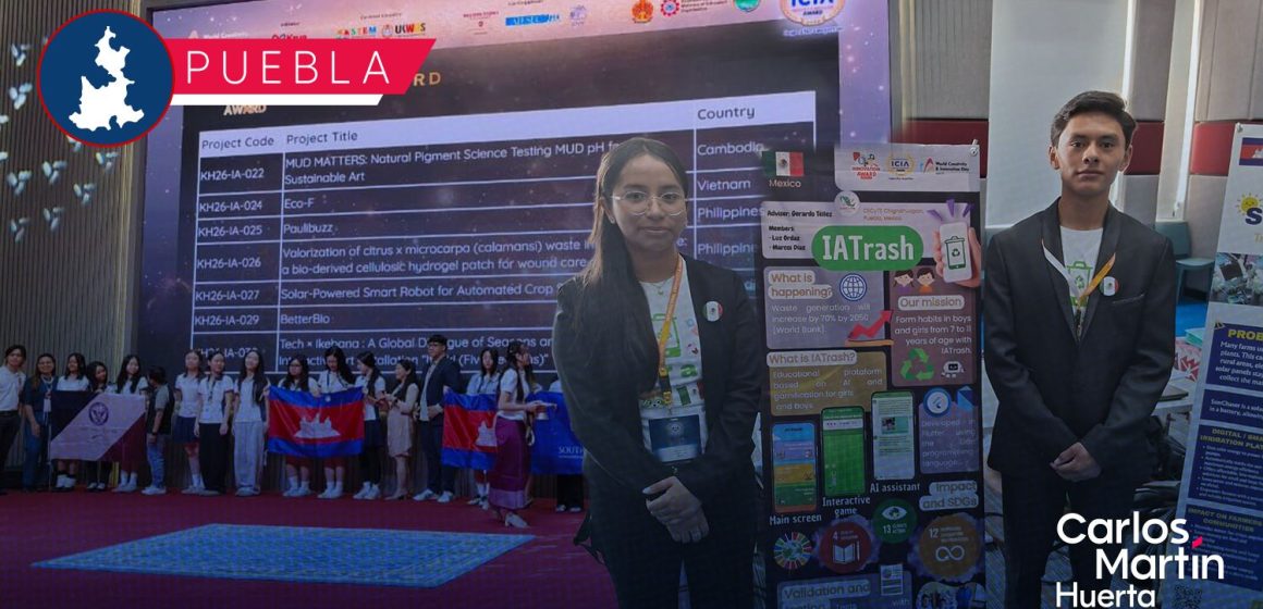 Talento poblano destaca en Camboya: CECyTE obtiene medalla de plata en innovación