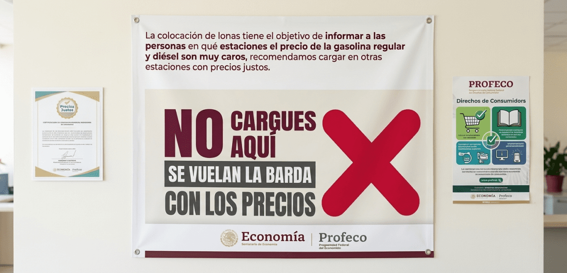Profeco exhibirá gasolineras caras con lonas de “No cargues aquí” a partir de este lunes