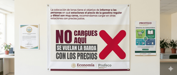 Profeco exhibirá gasolineras caras con lonas de “No cargues aquí” a partir de este lunes