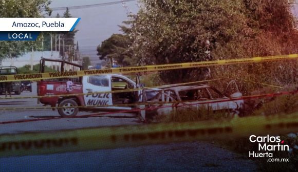 Hallan cadáver calcinado junto a un automóvil en Amozoc