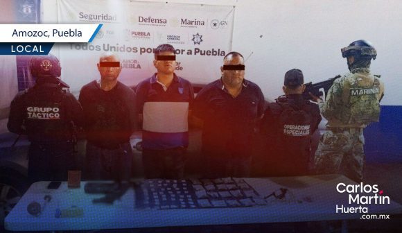 Detienen a tres asaltantes con armas y droga en Amozoc