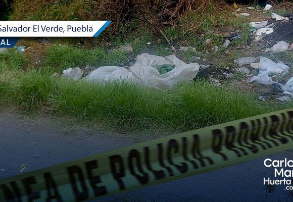 Hallan cuerpo encobijado en límites de Texmelucan y El Verde