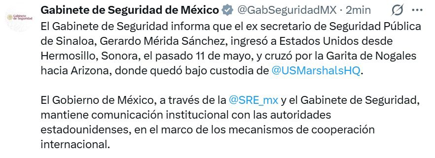 Gabinete de Seguridad Gerardo Merida Sanchez