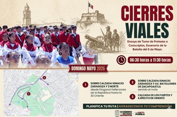 Cortes a la circulación por ensayos de la Conmemoración de la Batalla del 5 de Mayo