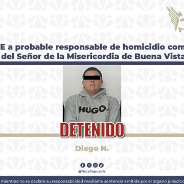 Detiene FGE a probable responsable de homicidio cometido en la Capilla del Señor de la Misericordia de Buena Vista Tetela