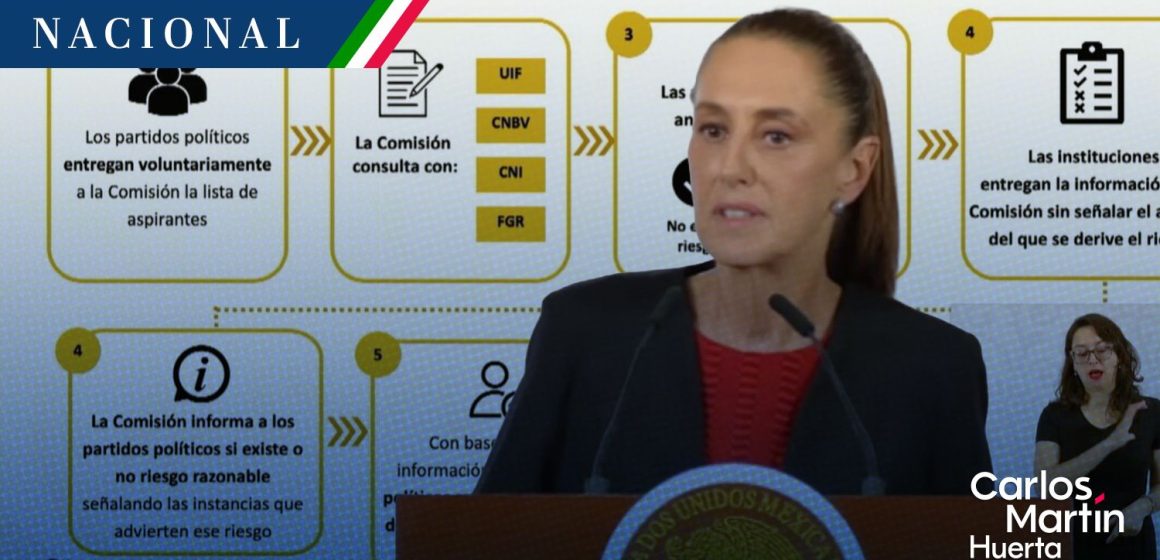 Sheinbaum propone crear comisión en el INE para revisar nexos de candidatos con el crimen